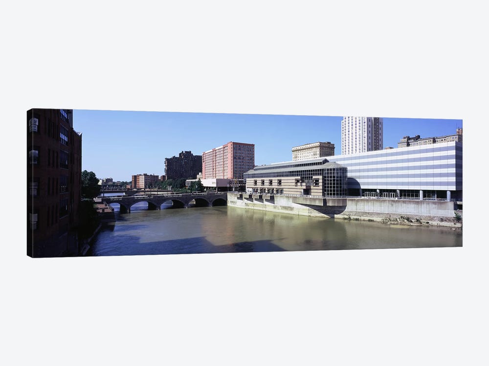 Buildings at the waterfront, Genesee River, Rochester, Monroe County, New York State, USA by Panoramic Images 1-piece Canvas Artwork