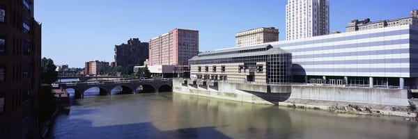 Rochester: Buildings at the waterfront, Genesee River, Rochester, Monroe County, New York State, USA by Panoramic Images