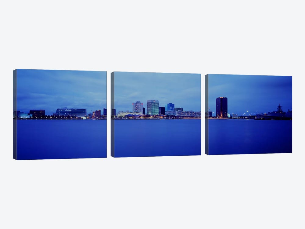 Buildings at the waterfront, Norfolk, Virginia, USA by Panoramic Images 3-piece Canvas Print