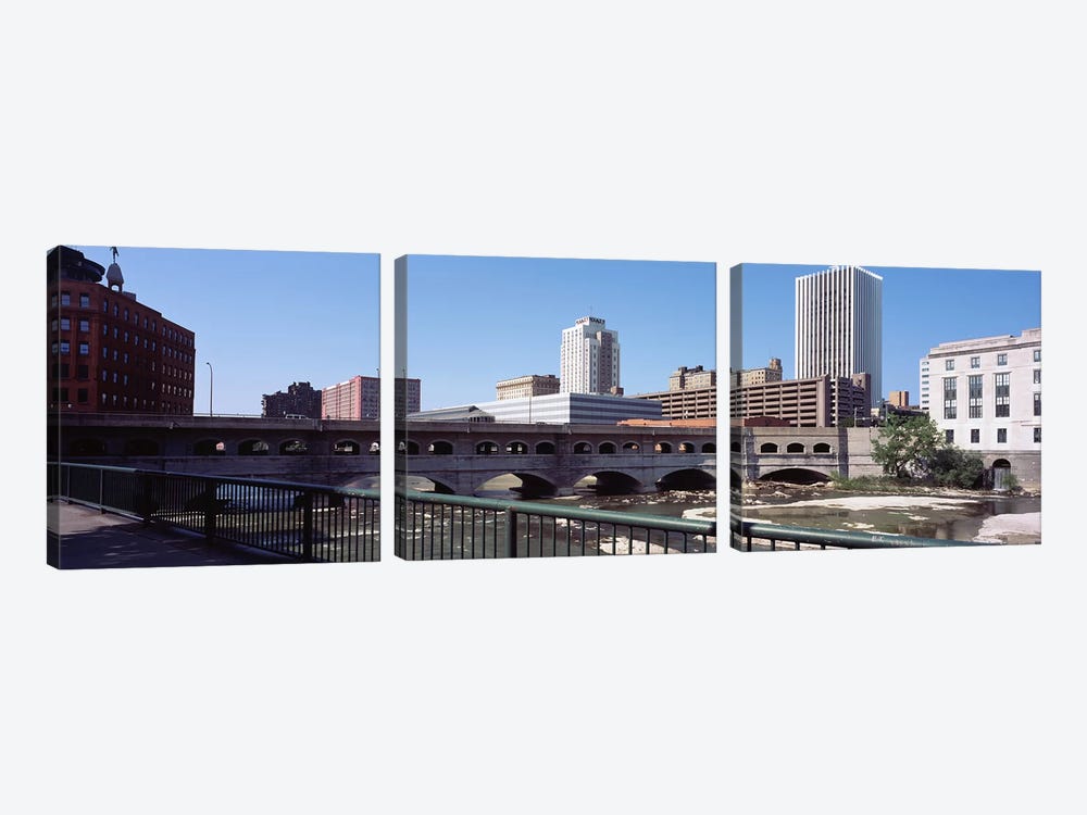 Bridge across the Genesee RiverRochester, Monroe County, New York State, USA by Panoramic Images 3-piece Canvas Art Print