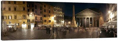 Blurred Motion View Of Pedestrians In Piazza della Rotonda, Rome, Lazio, Italy Canvas Art Print - Rome Art