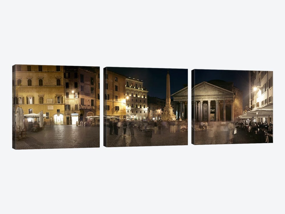 Blurred Motion View Of Pedestrians In Piazza della Rotonda, Rome, Lazio, Italy by Panoramic Images 3-piece Art Print