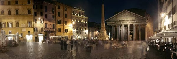 Lazio: Blurred Motion View Of Pedestrians In Piazza della Rotonda, Rome, Lazio, Italy by Panoramic Images