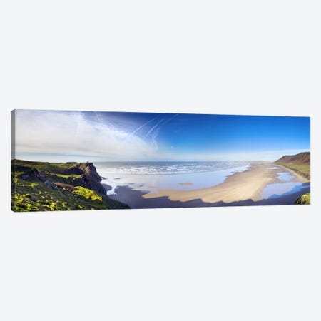 Coastal Landscape Featuring Llangennith Sands & Rhossili Bay, Gower Peninsula, Wales Canvas Print #PIM9717} by Panoramic Images Art Print