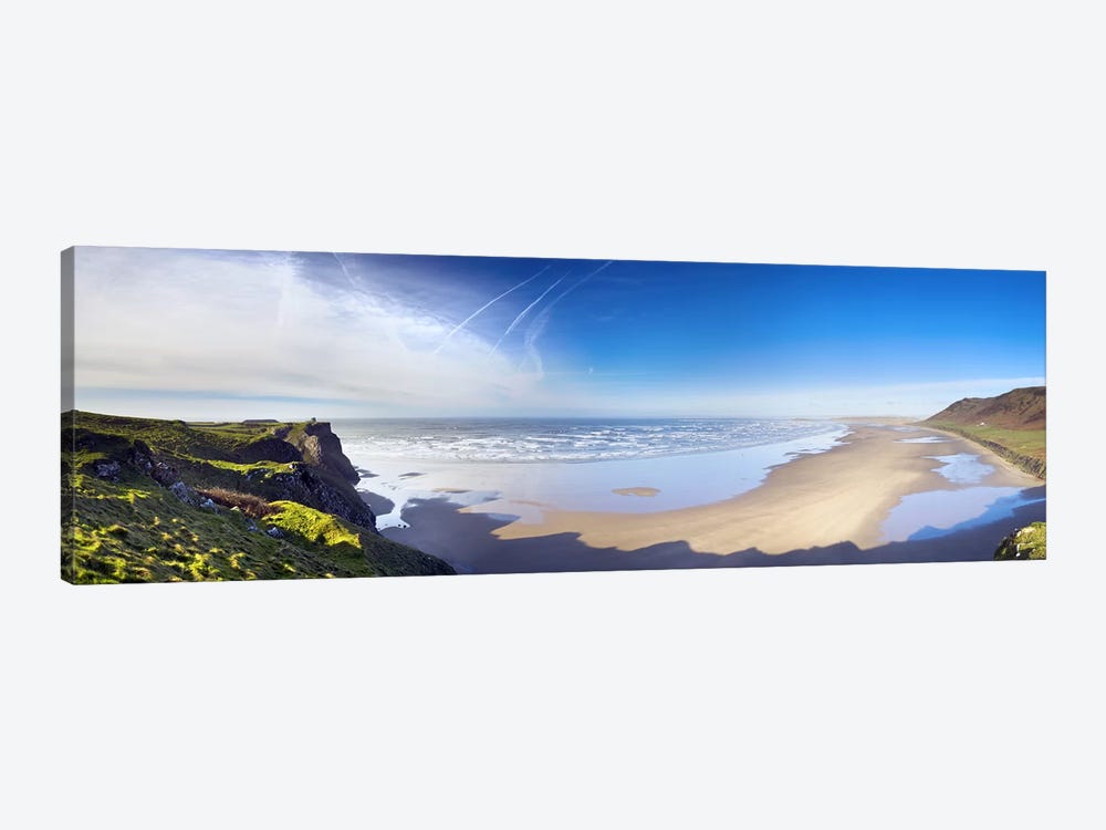 Coastal Landscape Featuring Llangennith Sands & Rhossili Bay, Gower Peninsula, Wales by Panoramic Images 1-piece Canvas Art