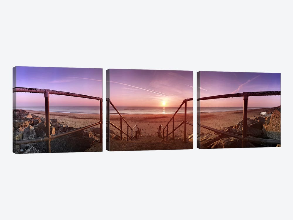 Staircase leading towards a beachCalifornia, Norfolk, England by Panoramic Images 3-piece Canvas Art