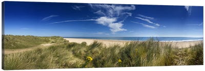 Marram Grassdunes and beach, Winterton-on-Sea, Norfolk, England Canvas Art Print - Coastal Sand Dune Art