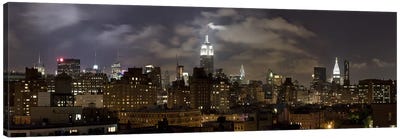Buildings lit up at night, Empire State Building, Manhattan, New York City, New York State, USA 2009 Canvas Art Print - New York City Skylines