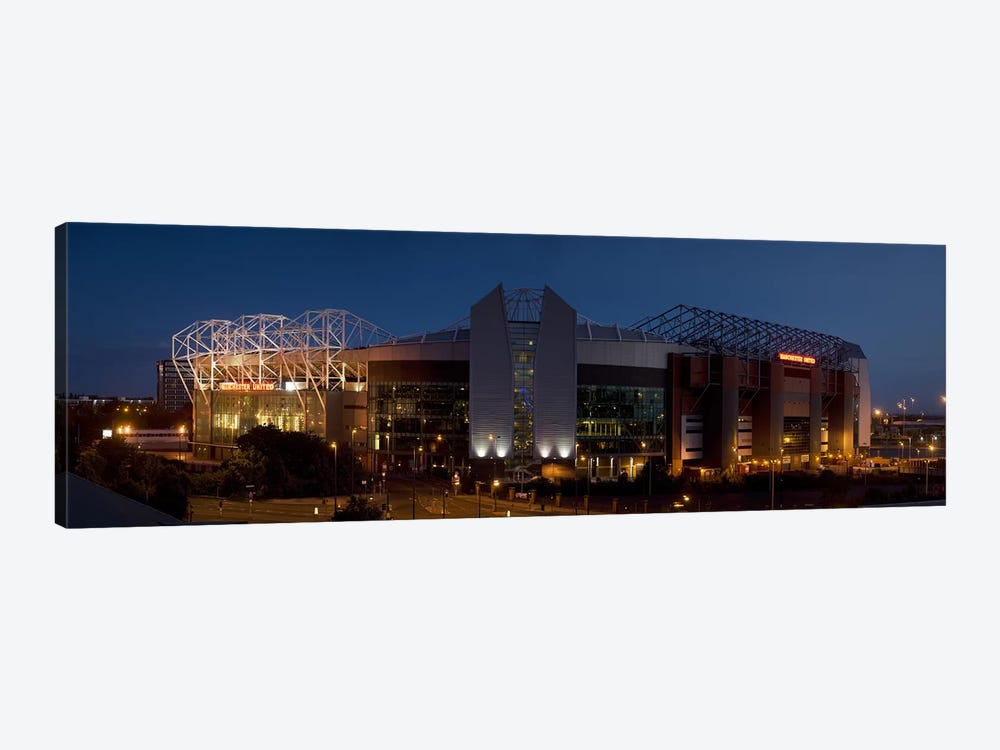 Football stadium lit up at night, Old Trafford, Greater Manchester, England by Panoramic Images 1-piece Art Print