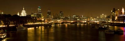 Nighttime View Of The City Of London From Waterloo Bridge, London, England by Panoramic Images canvas print