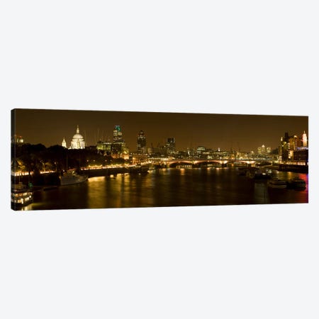 Nighttime View Of The City Of London From Waterloo Bridge, London, England Canvas Print #PIM9737} by Panoramic Images Art Print