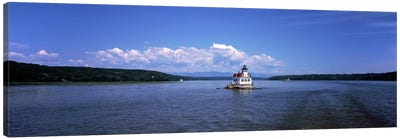 Lighthouse at a river, Esopus Meadows Lighthouse, Hudson River, New York State, USA Canvas Art Print - Lighthouse Art