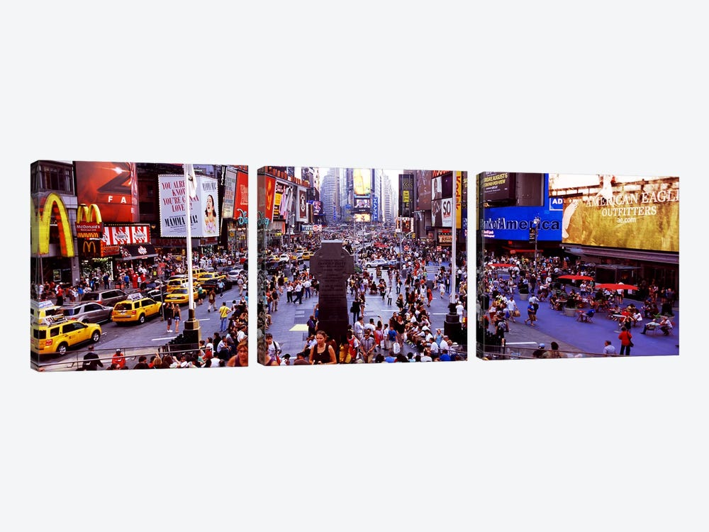 People in a city, Times Square, Manhattan, New York City, New York State, USA by Panoramic Images 3-piece Art Print