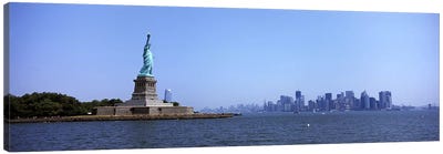 Statue Of Liberty with Manhattan skyline in the background, Liberty Island, New York City, New York State, USA 2011 Canvas Art Print - Monument Art