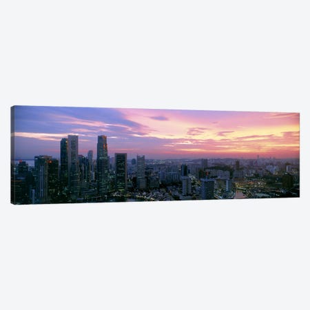 High angle view of a city at sunset, Singapore City, Singapore Canvas Print #PIM9788} by Panoramic Images Art Print