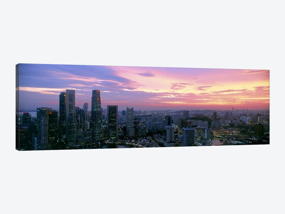 High angle view of a city at sunset, Singapore City, Singapore by Panoramic Images 1-piece Canvas Art