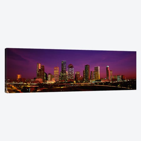 Buildings lit up at night, Houston, Texas, USA Canvas Print #PIM97} by Panoramic Images Canvas Wall Art