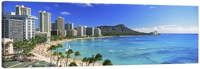 Palm trees on the beach, Diamond Head, Waikiki Beach, Oahu, Honolulu, Hawaii, USA #2 Canvas Art Print - Honolulu Art