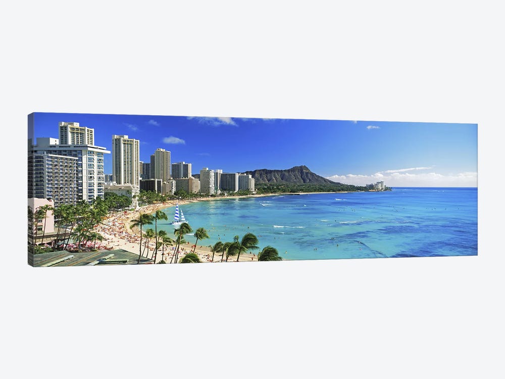 Palm trees on the beach, Diamond Head, Waikiki Beach, Oahu, Honolulu, Hawaii, USA #2 by Panoramic Images 1-piece Canvas Art