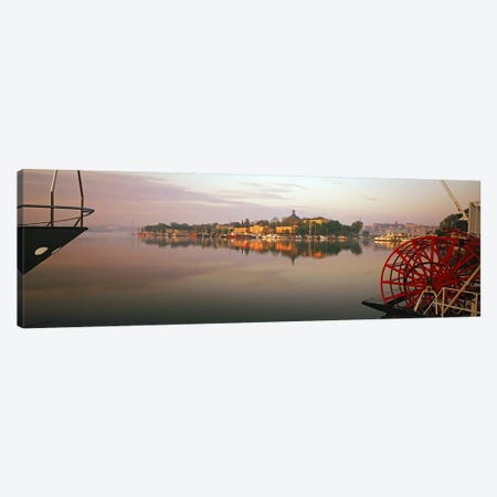 Sternwheeler in a river, Skeppsholmen, Nybroviken, Stockholm, Sweden Canvas Print #PIM9812} by Panoramic Images Canvas Print