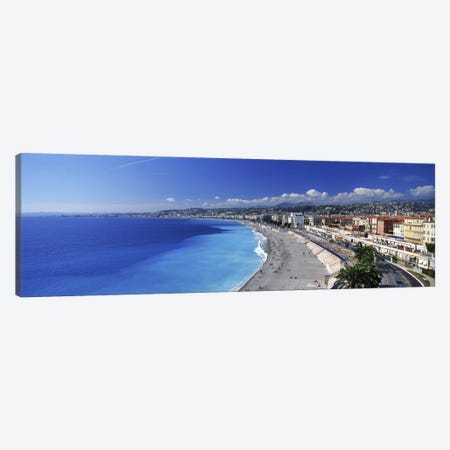Coastal Landscape Featuring Quai des Etats-Unis Section Of Promenade des Anglais, Nice, France Canvas Print #PIM9814} by Panoramic Images Canvas Wall Art