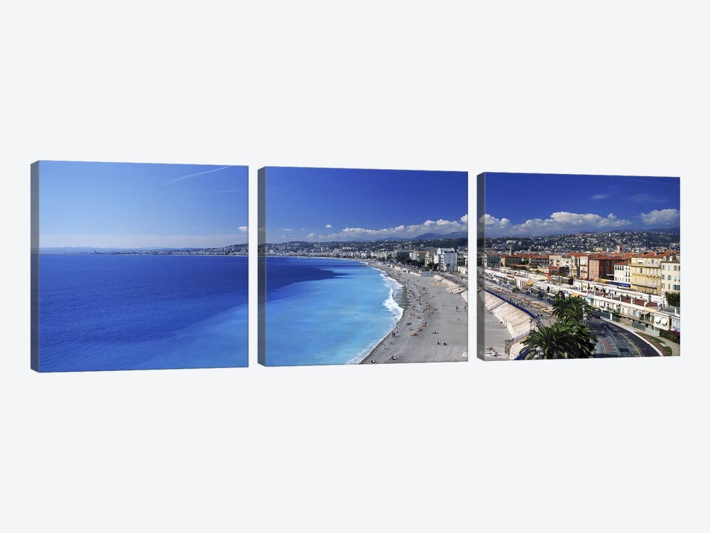 Coastal Landscape Featuring Quai des Etats-Unis Section Of Promenade des Anglais, Nice, France by Panoramic Images 3-piece Art Print