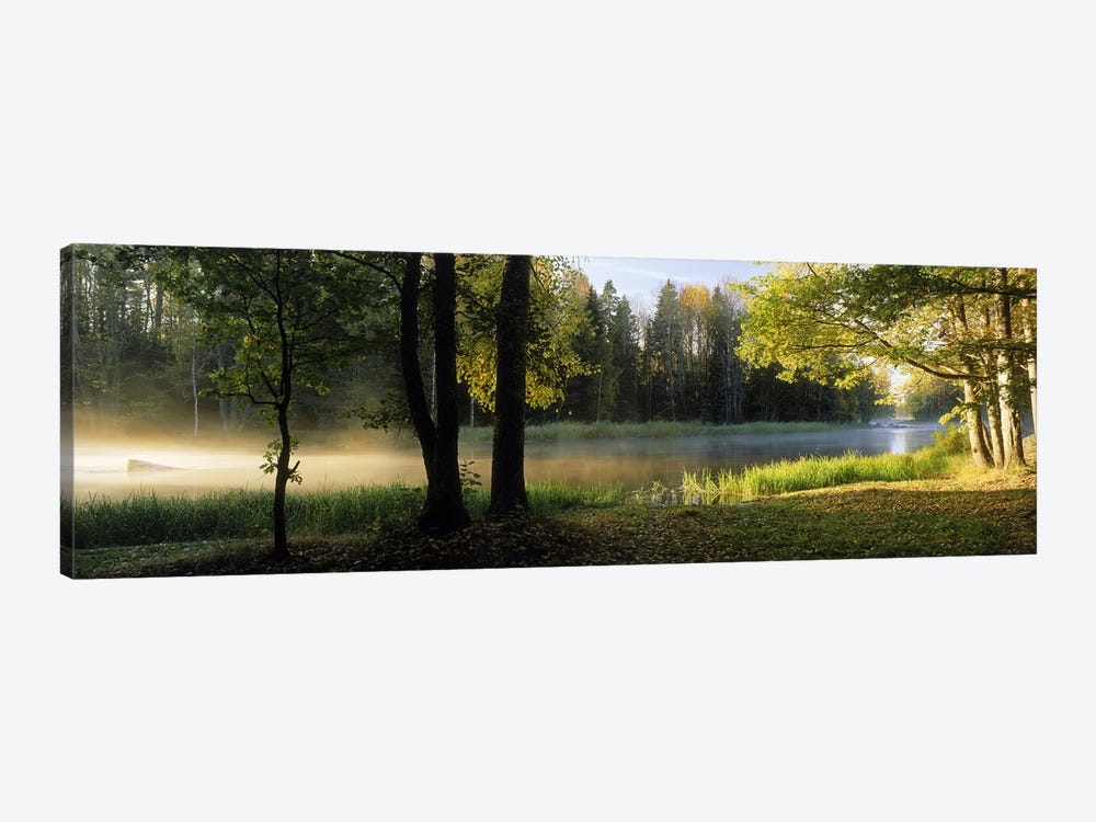 Morning Mist Rising from The Dal River In A Forest Landscape, Sweden by Panoramic Images 1-piece Canvas Art