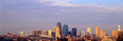 Skyscrapers in a city, Kansas City, Missouri, USA by Panoramic Images framed canvas print