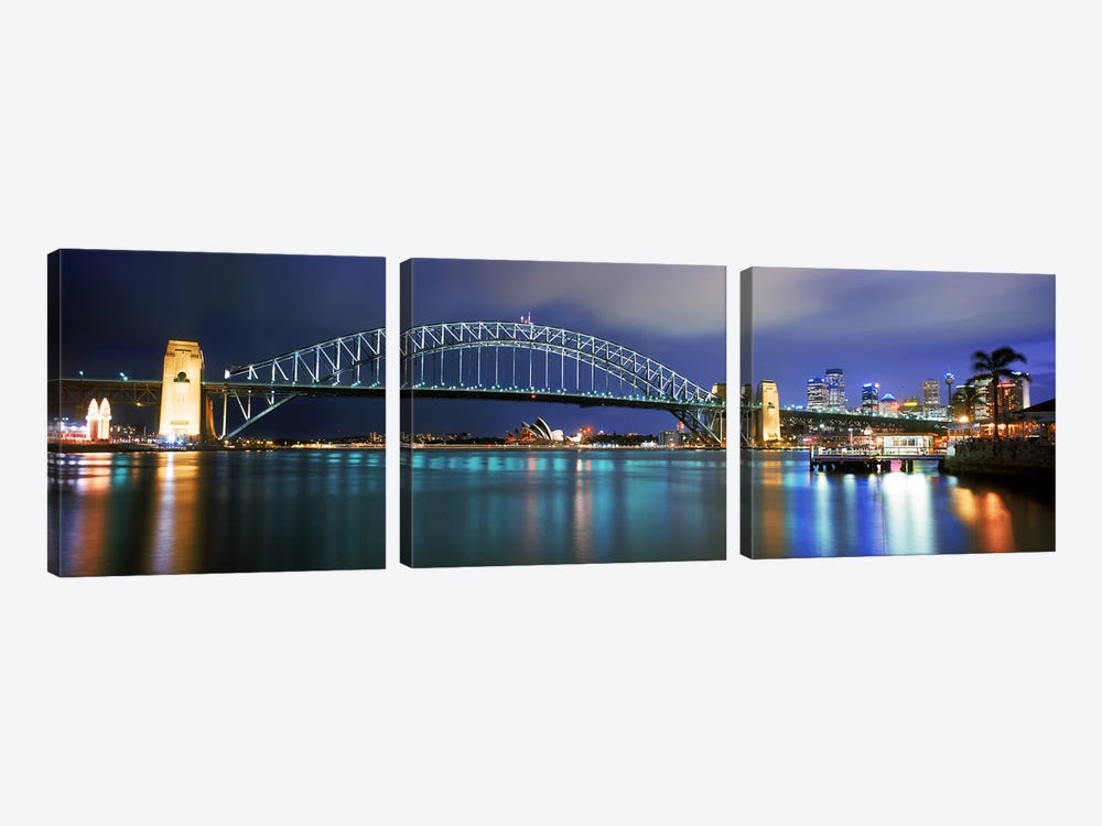 Sydney Harbour Bridge with the Sydney Opera House in the background, Sydney Harbor, Sydney, New South Wales, Australia by Panoramic Images 3-piece Art Print