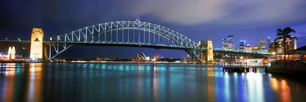 Australia: Sydney Harbour Bridge with the Sydney Opera House in the background, Sydney Harbor, Sydney, New South Wales, Australia by Panoramic Images