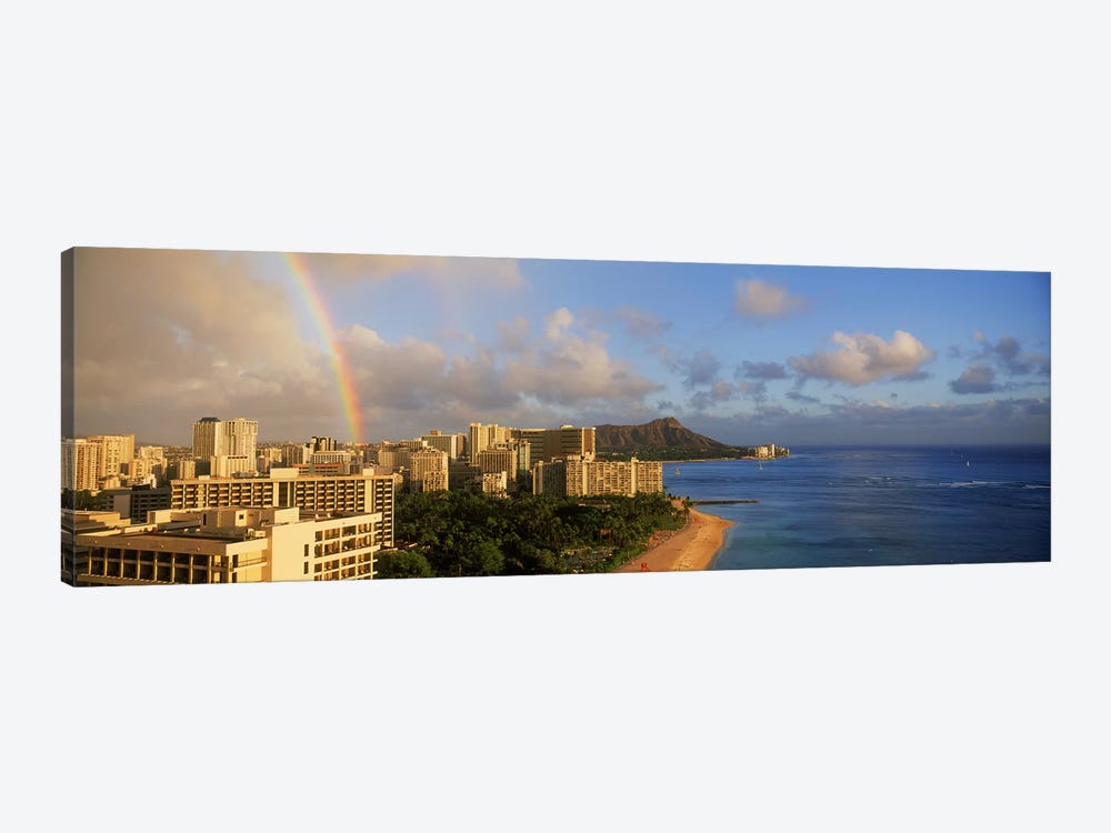 Rainbow over the beach, Diamond Head, Waikiki Beach, Oahu, Honolulu, Hawaii, USA 1-piece Art Print