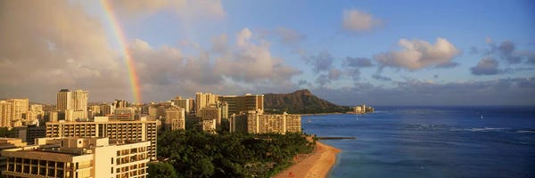 Waikiki: Rainbow over the beach, Diamond Head, Waikiki Beach, Oahu, Honolulu, Hawaii, USA by Panoramic Images