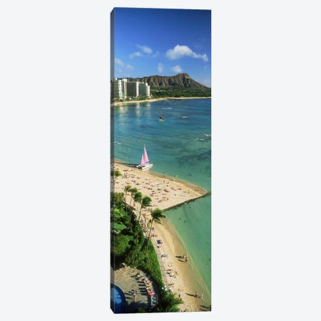 Aerial view of a beachDiamond Head, Waikiki Beach, Oahu, Honolulu, Hawaii, USA Canvas Print #PIM9828} by Panoramic Images Canvas Wall Art
