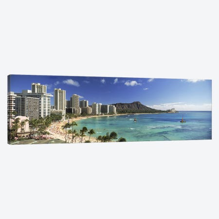 Buildings along the coastlineDiamond Head, Waikiki Beach, Oahu, Honolulu, Hawaii, USA Canvas Print #PIM9829} by Panoramic Images Canvas Wall Art