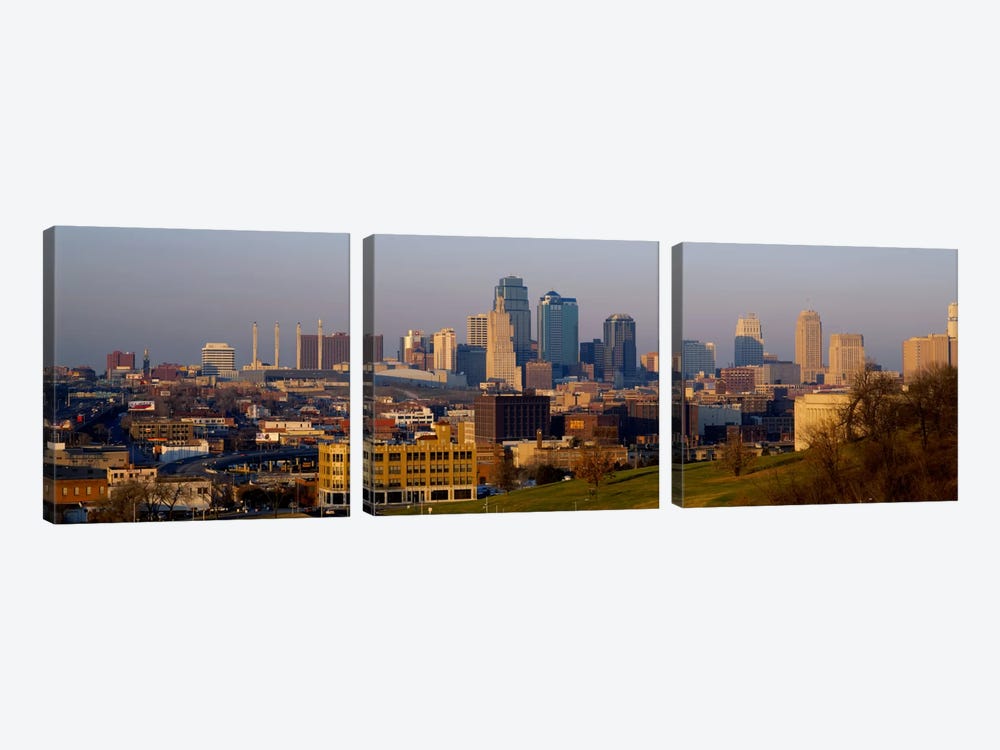 High angle view of a cityscape, Kansas City, Missouri, USA by Panoramic Images 3-piece Canvas Art Print