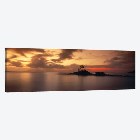 Silhouette of a palm tree on an island at sunsetAnse Severe, La Digue Island, Seychelles Canvas Print #PIM9862} by Panoramic Images Canvas Art