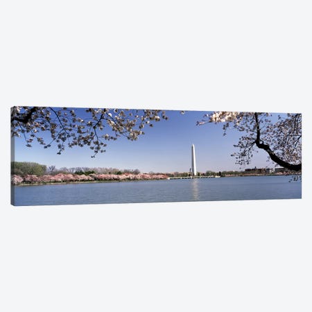 Cherry blossom with monument in the backgroundWashington Monument, Tidal Basin, Washington DC, USA Canvas Print #PIM9874} by Panoramic Images Canvas Artwork
