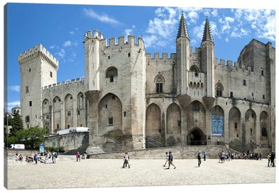 People in front of a palace, Palais des Papes, Avignon, Vaucluse, Provence-Alpes-Cote d'Azur, France Canvas Art Print