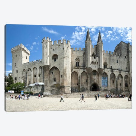 People in front of a palace, Palais des Papes, Avignon, Vaucluse, Provence-Alpes-Cote d'Azur, France Canvas Print #PIM9881} by Panoramic Images Canvas Wall Art