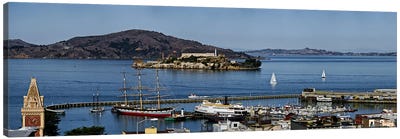 Prison on an island, Alcatraz Island, Aquatic Park Historic District, Fisherman's Wharf, San Francisco, California, USA Canvas Art Print - Island Art