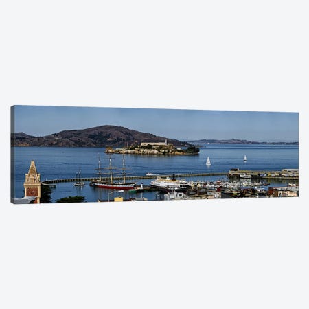 Prison on an island, Alcatraz Island, Aquatic Park Historic District, Fisherman's Wharf, San Francisco, California, USA Canvas Print #PIM9885} by Panoramic Images Canvas Art Print