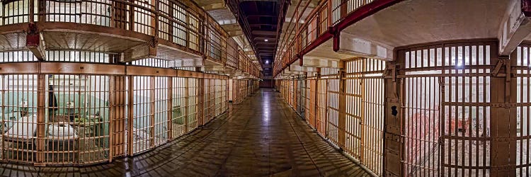 Corridor of a prison, Alcatraz Island, San Francisco, California, USA