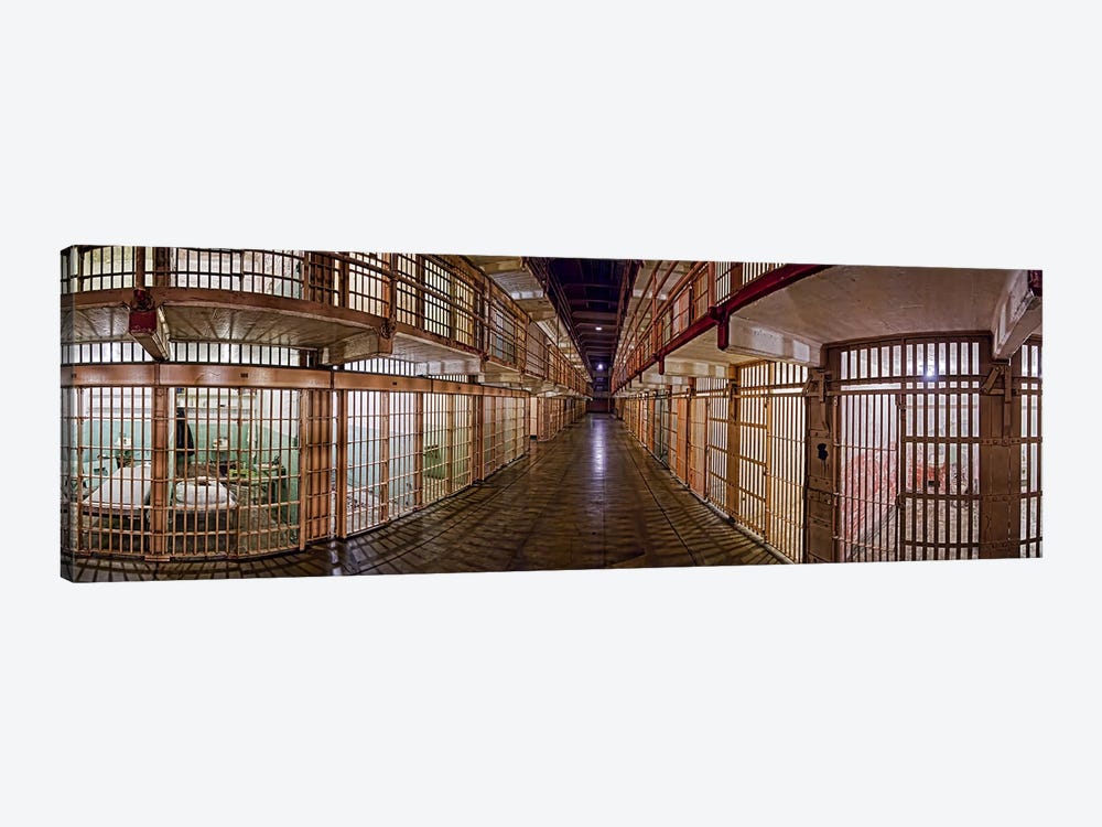 Corridor of a prison, Alcatraz Island, San Francisco, California, USA by Panoramic Images 1-piece Canvas Wall Art