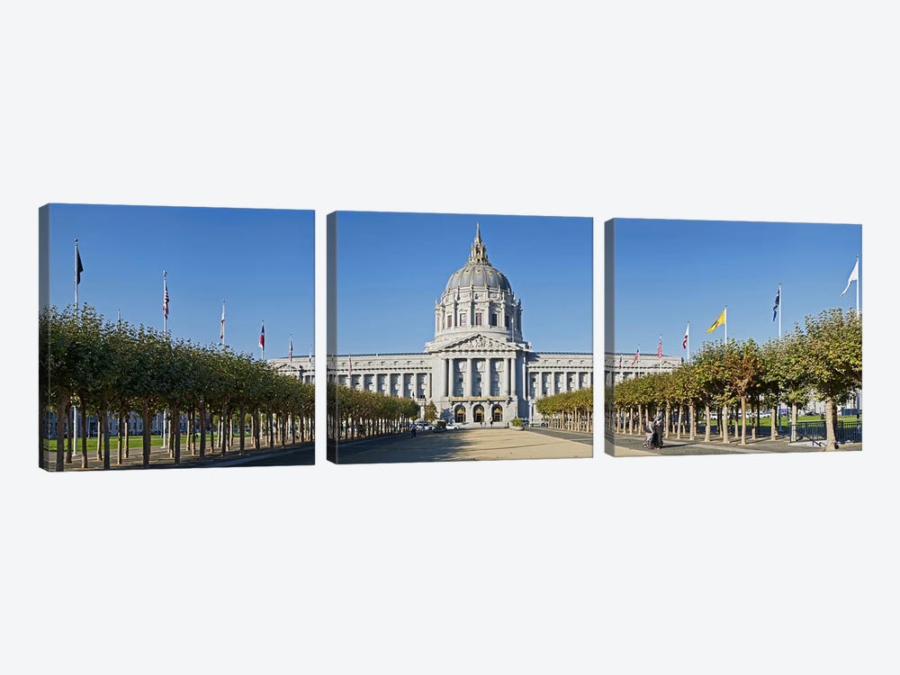 Facade of the Historic City Hall near the Civic Center, San Francisco, California, USA by Panoramic Images 3-piece Canvas Wall Art