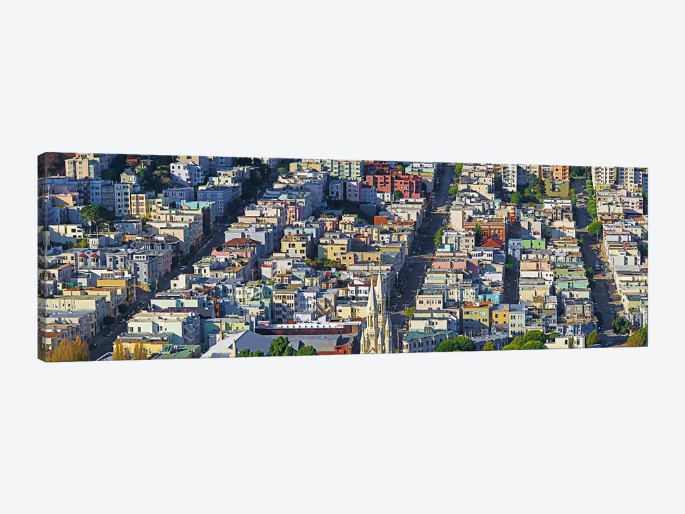 Buildings in a city viewed from the Coit tower of Russian Hill, San Francisco, California, USA by Panoramic Images 1-piece Art Print