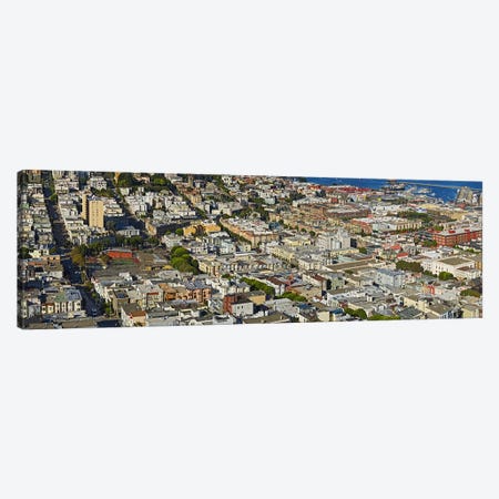 Aerial view of buildings in a city, Columbus Avenue and Fisherman's Wharf, San Francisco, California, USA Canvas Print #PIM9893} by Panoramic Images Art Print