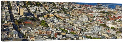 Aerial view of buildings in a city, Columbus Avenue and Fisherman's Wharf, San Francisco, California, USA Canvas Art Print