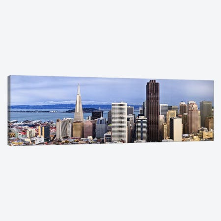 Skyscrapers in the city with the Oakland Bay Bridge in the background, San Francisco, California, USA 2011 Canvas Print #PIM9896} by Panoramic Images Canvas Artwork
