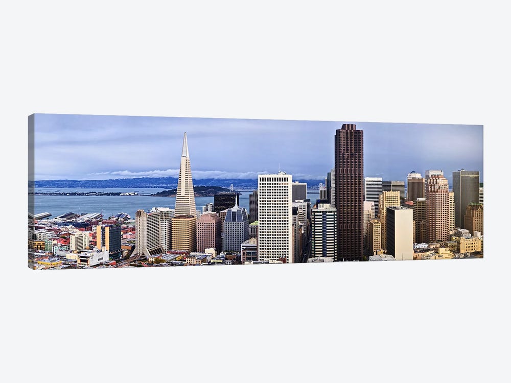 Skyscrapers in the city with the Oakland Bay Bridge in the background, San Francisco, California, USA 2011 by Panoramic Images 1-piece Art Print