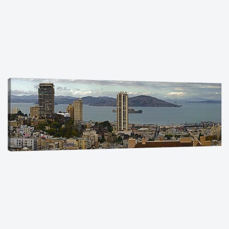 Buildings in a city with Alcatraz Island in San Francisco Bay, San Francisco, California, USA Canvas Print #PIM9899} by Panoramic Images Art Print
